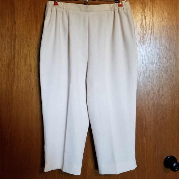 Patchington Capris Elastic on Waistband Linen Blend Beige Sz 6 - Picture 2 of 7